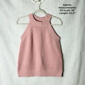 LOFT Blush Pink Ribbed Knit Halter Sweater Tank Mock Neck Side Slit M